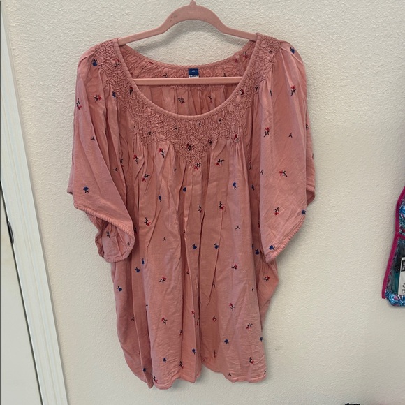 Old Navy Tops - Old Navy Pink Embroidered Blouse